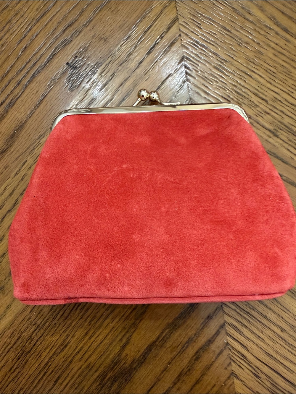 RARE Dooney & Bourke Deep Coral Suede Large Kiss-Lock Card Coin Pouch - Picture 6 of 9